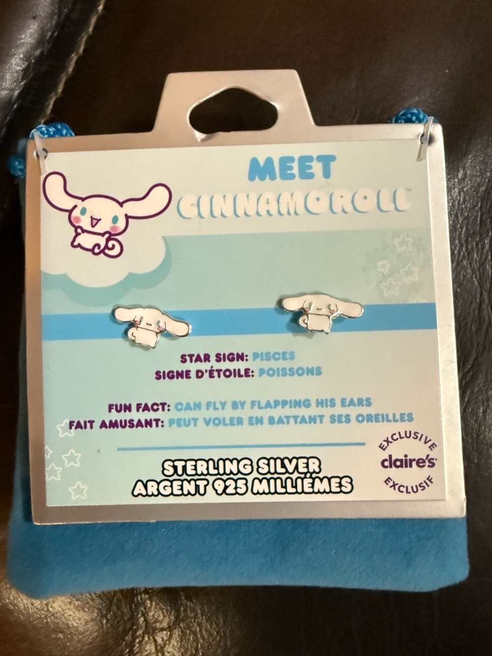 Sterling silver cinnamoroll earrings